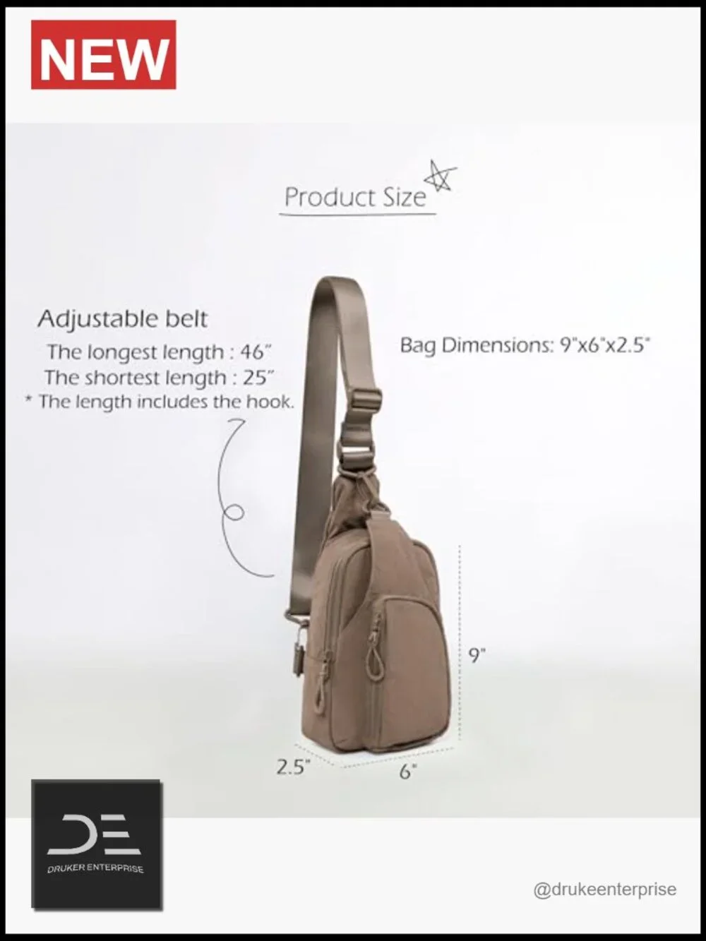 Sling Bag with Adjustable Straps Crossbody Lightweight Backpack Hiking Travel